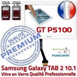 Vitre Blanc 10.1 Qualité TAB-2 Chocs aux P5100 Tactile Verre BL Ecran Supérieure Blanche Galaxy PREMIUM GT-P5100 Samsung Résistante GT en