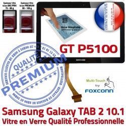Vitre Galaxy Qualité Samsung Verre P5100 PREMIUM 10.1 Ecran GT-P5100 Résistante Noir Tactile en in aux TAB-2 Supérieure Chocs Noire