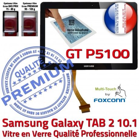 Samsung Noir Galaxy TAB-2 P5100 Chocs Verre en PREMIUM Ecran aux Noire GT-P5100 Qualité in Vitre 10.1 Tactile Résistante Supérieure