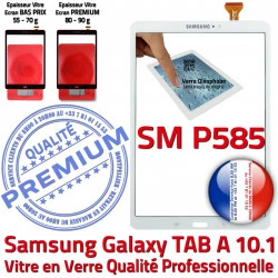 SM-P585 en Galaxy Blanc 10.1 Tactile B Qualité Chocs Ecran TAB-A TAB Vitre PREMIUM Supérieure Résistante Samsung Blanche P585 A SM Verre aux