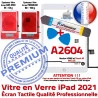 PACK iPad 2021 A2604 B Tactile HOME KIT Oléophobe Bouton Blanche Precollé Outils Nappe Réparation PREMIUM Vitre Verre Adhésif Qualité