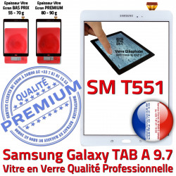 Assemblée Changer PREMIUM Assemblé TAB-A Adhésif Ecran Galaxy 9.7 SM-T551 Blanc Vitre Blanche Tactile Supérieure Qualité Samsung Verre