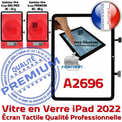 Professionnelle Qualité Tactile Nappe Monté Noir Verre Réparation Tablette 2022 Vitre iPad Dorée Oléophobe A2696 Écran Adhésif