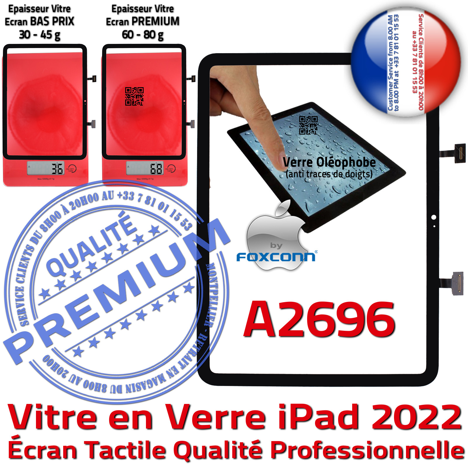 Vitres iPad AIR 2022 10.9-inch 5ème génération Verre Trempé