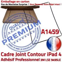 4 Cadre Plastique iPad Precollé Contour N Adhésif Joint Vitre A1459 Réparation Noir Autocollant Ecran Tactile Châssis Tablette Apple