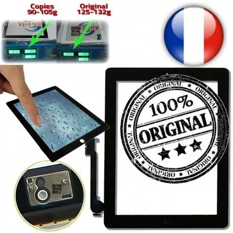 iPad4 Apple A1458 A1459 A1460 ON Oléophobe Verre Touch 4 Monté Fixation Noir Tactile Adhésif Home Frontale Caméra Vitre ORIGINAL Qualité Multi Ultraviolet iPad