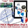 PACK iPad4 iLAME Joint N iPad 4 Verre HOME Adhésif Réparation Tactile PREMIUM Chassis Apple Noire Bouton Vitre Precollé Outils KIT Cadre Tablette