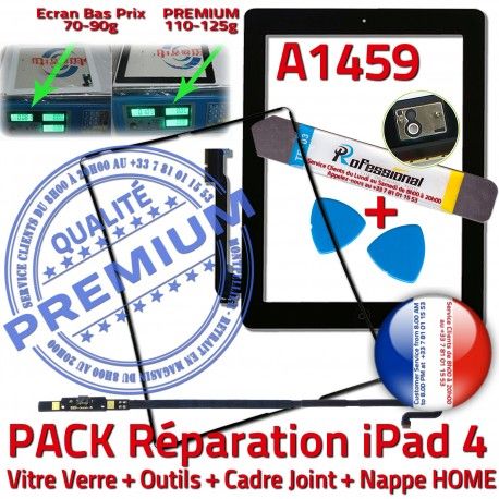 PACK A1459 iLAME Joint Nappe N Cadre Verre HOME iPad4 Apple Tactile Precollé Tablette Réparation KIT Bouton Adhésif Vitre Outils Noire