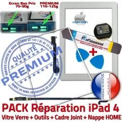 HOME iPad4 PREMIUM PACK Tablette Verre Cadre Precollé B Outils Tactile Nappe Apple iLAME Vitre Blanche Adhésif Réparation Joint Bouton