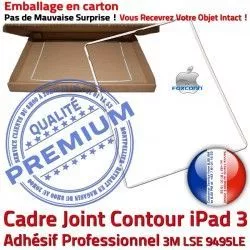 Precollé Contour B Adhésif Châssis Réparation Ecran Joint Cadre iPad Tablette iPad3 Plastique Vitre Blanc Autocollant ABS 3 Apple Tactile