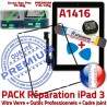 PACK iPad 3 A1416 iLAME Joint N Réparation Apple Outils Cadre Vitre Tablette iPad3 HOME Bouton Precollé Chassis Noire Tactile Verre KIT Adhésif