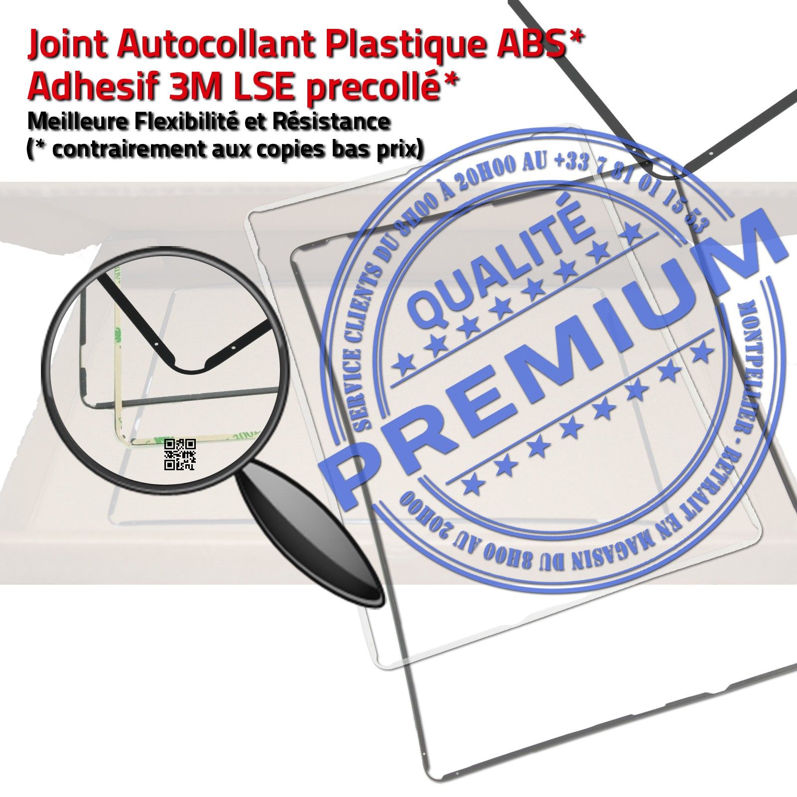 KIT Réparation Tablette Apple iPad3 A1430 Vitre Tactile Noire Verre Adhésif Precollé Bouton HOME Outils Joint Cadre Chassis