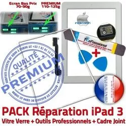 Réparation Cadre HOME Verre Outils Vitre PREMIUM Blanche B PACK Tactile Chassis Adhésif Apple Bouton Precollé iLAME Tablette iPad3 Joint