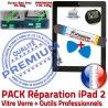 PACK iPad2 A1395 A1396 A1397 N Qualité HOME iPad 2 Verre PREMIUM Démontage Oléophobe Vitre Outils Precollé Réparation Tactile Bouton KIT Tablette Noire Adhésif