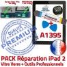 PACK iPad2 A1395 N Precollé 2 iPad Adhésif KIT Oléophobe Tactile HOME Qualité Vitre Noire Outils PREMIUM Réparation Verre Bouton Démontage