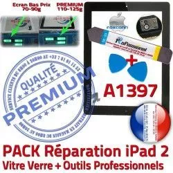 Vitre Outils A1397 HOME Tactile KIT Démontage Oléophobe Qualité iPad PREMIUM PACK Verre iPad2 Adhésif Réparation Bouton 2 N Precollé Noire