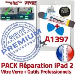 Outils A1397 iPad2 Bouton PACK 2 Oléophobe iPad Tactile Qualité KIT PREMIUM HOME Blanche Verre Adhésif Réparation B Precollé Vitre Démontage