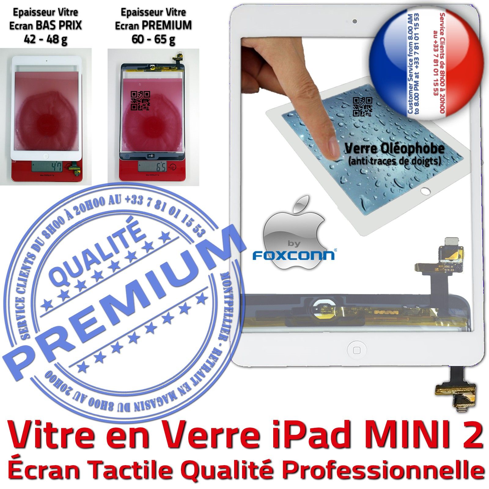 IC Composant Nappe Bouton Home Vitre tactile iPad Mini/Mini 2 A1491 Wifi 3G 