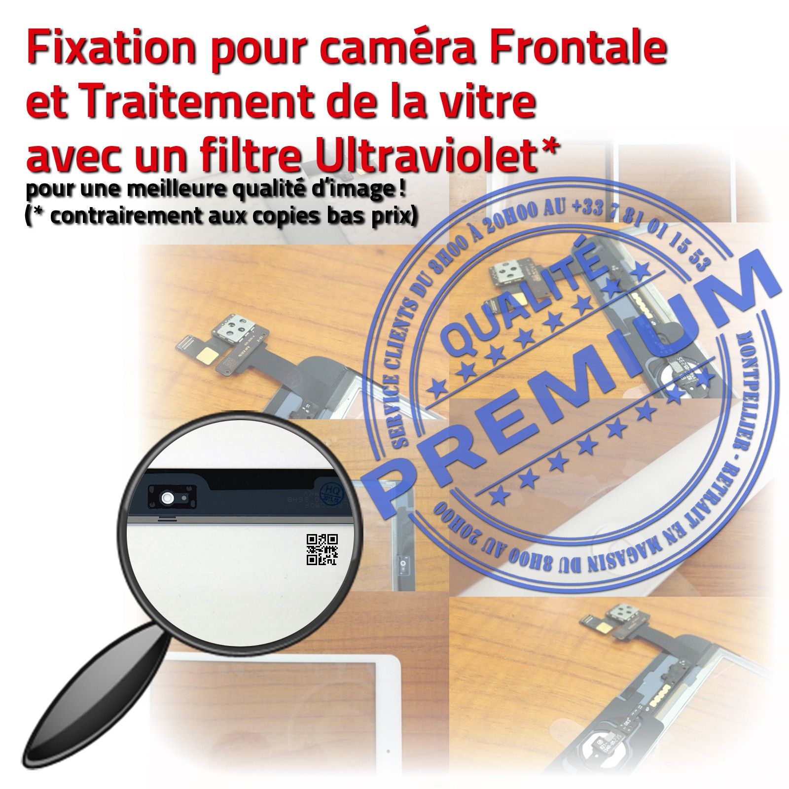 KIT Réparation iPad MINI A1489 Vitre Tactile Blanche Verre PREMIUM Complet Qualité Adhésif Nappe IC Bouton HOME Outils Tablette