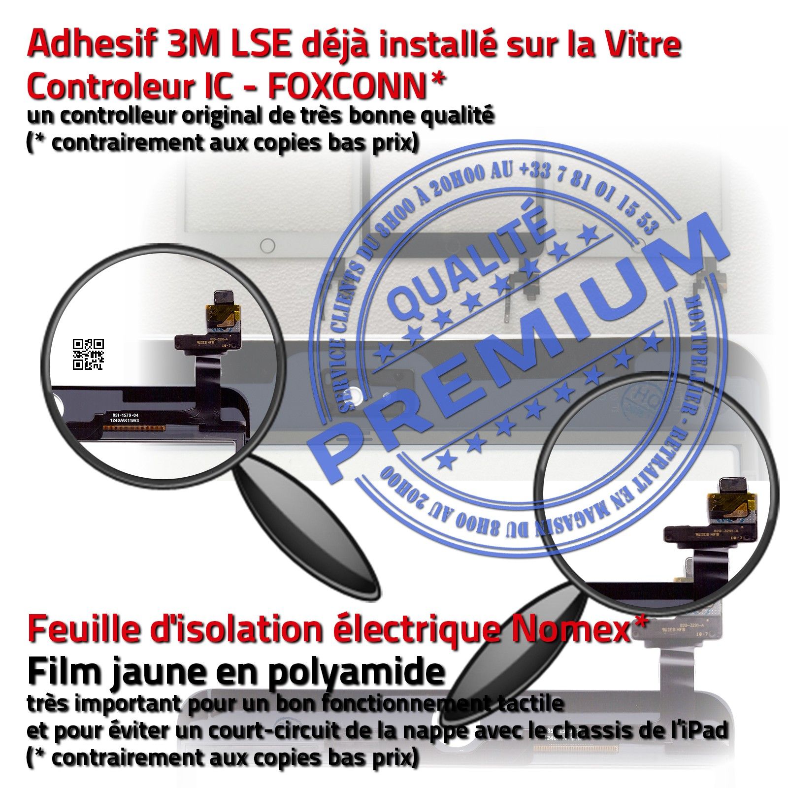 PACK Vitre Tactile iPad MINI A1601 Noir Écran Verre PREMIUM Assemblé Outils IC