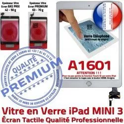 A1601 Mini3 Adhésif Nappe Fixation iPad Caméra Oléophobe Tablette Tactile Ecran PREMIUM Vitre Blanc Bouton Verre Filtre Réparation