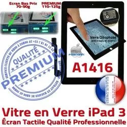 Ecran Precollé Adhésif Remplacement Tactile Apple Bouton iPad Fixation HOME 3 iPad3 Oléophobe Vitre Noir Verre Qualité Caméra A1416 PREMIUM