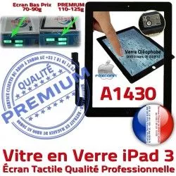 iPad Remplacement Fixation Precollé Bouton 3 A1430 HOME Verre Tactile Noir Adhésif Apple Oléophobe Qualité iPad3 PREMIUM Vitre Caméra Ecran