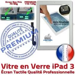 Caméra Qualité PREMIUM Vitre 3 Blanc Remplacement Fixation Nappe HOME A1416 Tactile Ecran Apple A1403 iPad Verre Bouton Precollé Oléophobe PB Adhésif iPad3 A1430