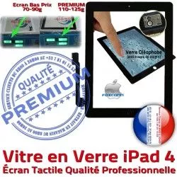 Fixation iPad Remplacement Caméra Ecran Tactile Noir Bouton Apple iPad4 Vitre PN Oléophobe PREMIUM Adhésif A1460 Verre HOME Qualité A1458 A1459 4 Precollé