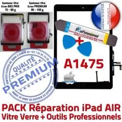 Qualité Outils Oléophobe Bouton AIR iPad N Réparation Démontage PREMIUM Adhésif Precollé Tactile PACK Verre Noire KIT HOME Vitre A1475