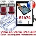 iPad AIR A1474 Noir HOME Oléophobe IC Fixation Tactile Monté Nappe Adhésif Ecran Verre Qualité Tablette Vitre Réparation Caméra