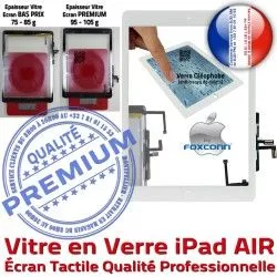 Prémonté iPad 5 Fixation A++ Blanc Caméra Remplacement Verre Qualité Tactile Precollé Oléophobe Adhésif Bouton AIR PREMIUM HOME Vitre Ecran