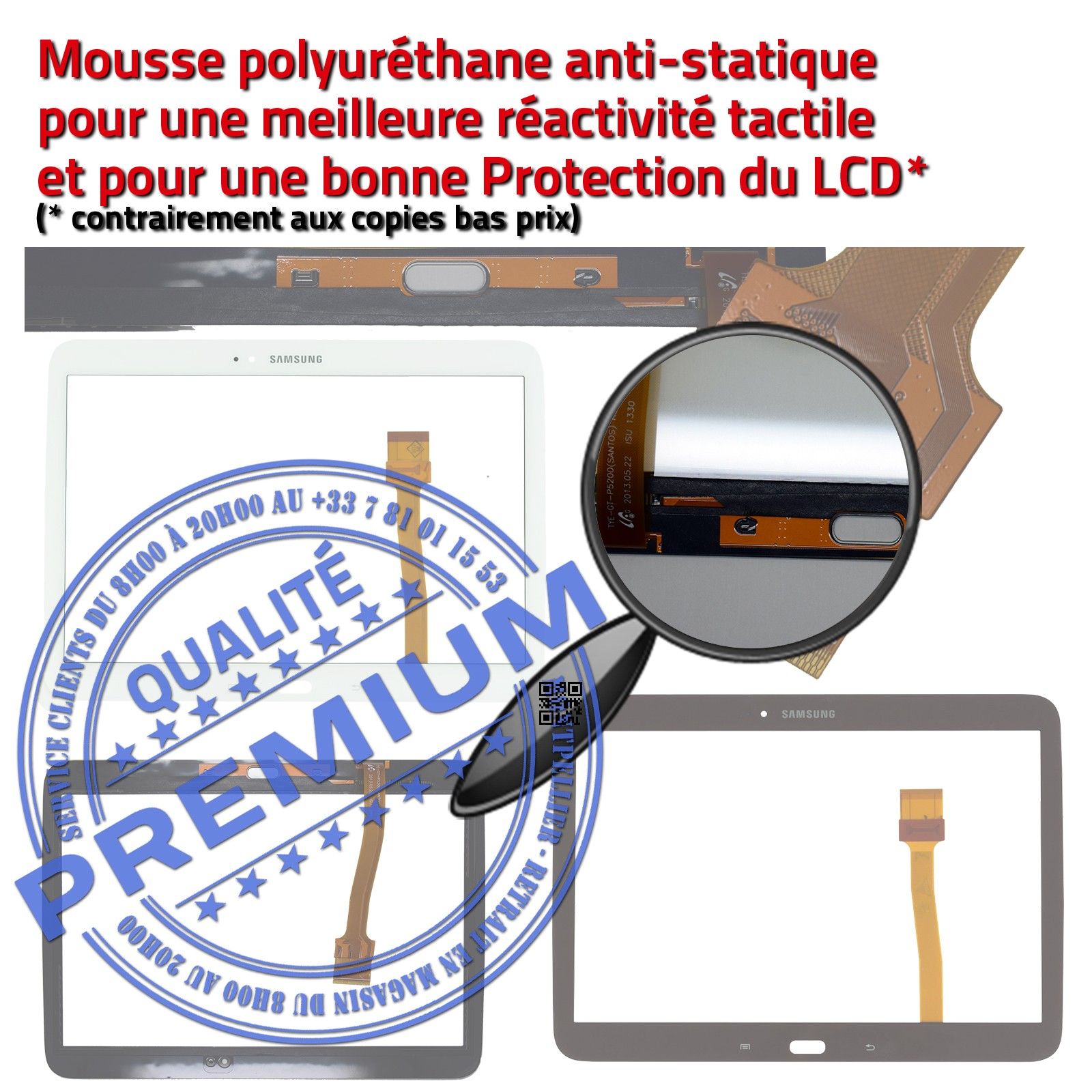 Samsung Galaxy TAB3 GT-P5200 10.1 Vitre Tactile Noire en Verre Qualité Supérieure PREMIUM Assemblée Adhésif LCD Ecran Prémonté