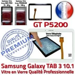 Assemblée Samsung Vitre en Adhésif 10.1 P5200 3 PREMIUM Ecran Galaxy TAB Tactile LCD TAB3 GT GT-P5200 Prémonté B Blanche Verre Qualité Supérieure