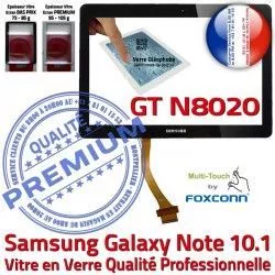 Ecran en Supérieure PREMIUM Adhésif Prémonté Verre 10.1 Vitre Qualité Assemblée N8020 N LCD Galaxy Samsung NOTE Tactile Noire GT GT-N8020