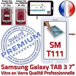 Ecran 7 Samsung SM Galaxy Assemblée Supérieure 3 Vitre PREMIUM SM-T111 B Verre Tactile Blanche TAB3 en Qualité TAB LCD Prémonté Adhésif T111