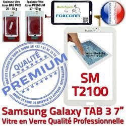 en Assemblée T2100 Blanche B Verre PREMIUM LCD Prémonté Samsung Supérieure SM TAB3 Vitre Adhésif SM-T2100 Galaxy 3 Tactile Ecran Qualité 7 TAB