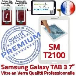 7 PREMIUM Supérieure LCD SM Qualité SM-T2100 Galaxy Ecran Prémonté TAB Adhésif 3 T2100 B Vitre Tactile Assemblée Blanche Samsung TAB3 en Verre