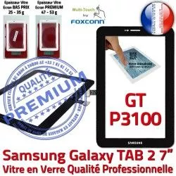 Ecran inch Verre Prémonté Assemblée PREMIUM en Vitre Noire Qualité Galaxy GT-P3100 Supérieure LCD Samsung Adhésif 7 Tactile TAB2 P3100 GT Noir