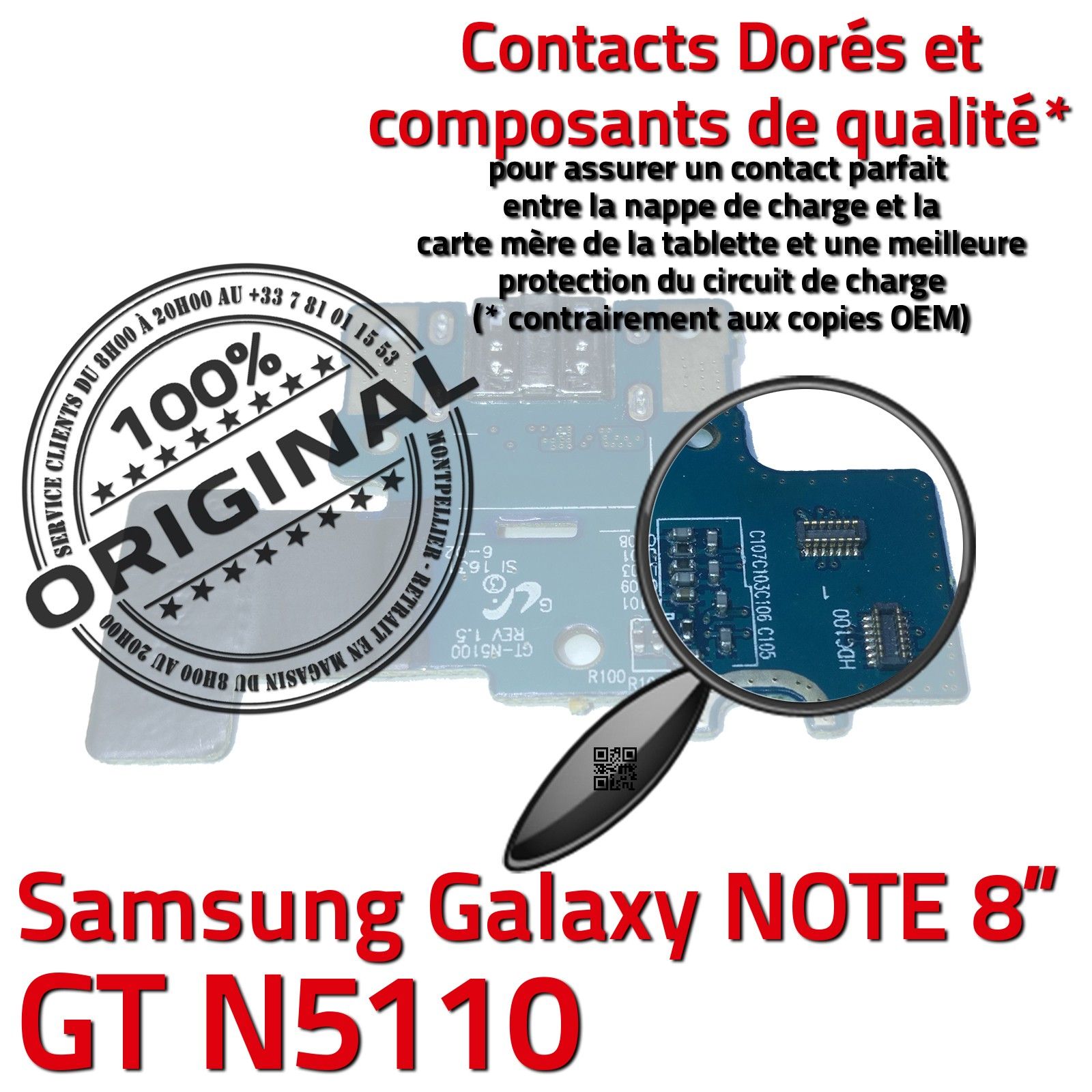 ORIGINAL Galaxy NOTE GT N5110 Port USB Connecteur de Charge Chargeur Prise Flex