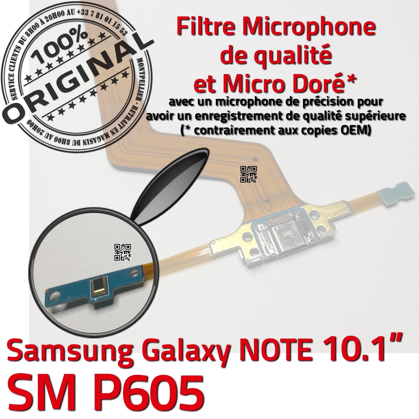 ORIGINAL Samsung Galaxy NOTE P605 Connecteur Charge Prise Micro USB Microphone