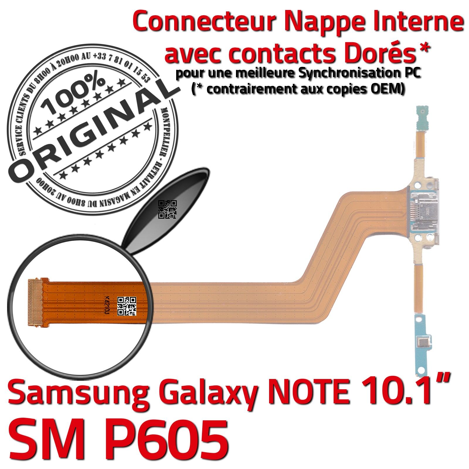 NOTE SM P605 Pen ORIGINAL Samsung Galaxy Connecteur de Charge Chargeur MicroUSB Nappe OFFICIELLE Qualité Contact Doré Réparation