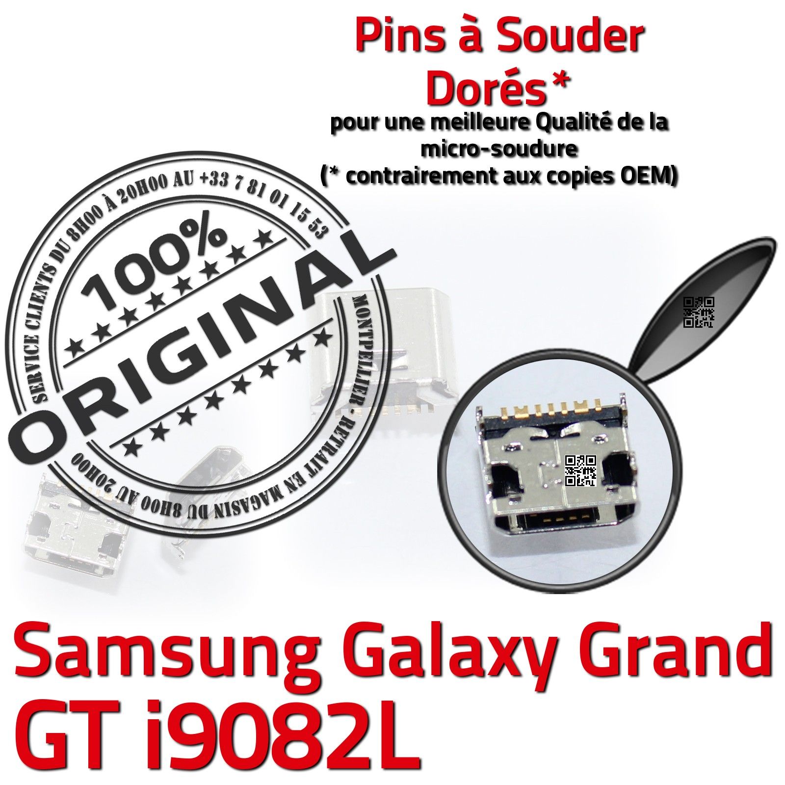 Connecteur de charge d'ORIGINE Galaxy Grand GT-i9082L Prise Fiche USB Chargeur
