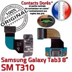 Dorés T310 OFFICIELLE SM ORIGINAL 3 Contacts Réparation Chargeur TAB3 SM-T310 Charge TAB Micro Qualité USB Samsung Galaxy MicroUSB de Connecteur Nappe