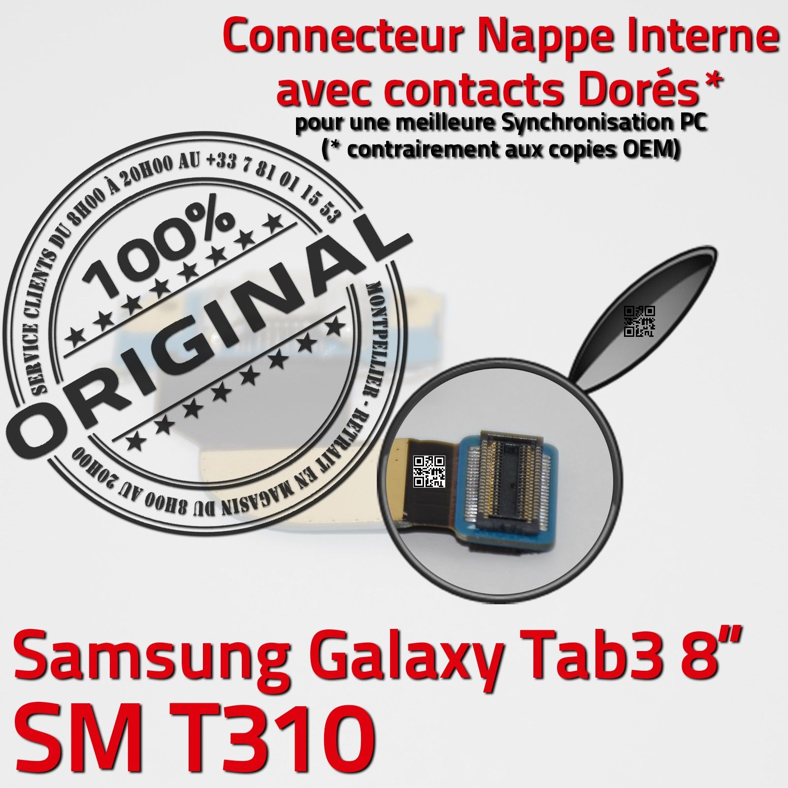 ORIGINAL Samsung Galaxy TAB 3 SM T310 Connecteur de Charge Chargeur MicroUSB Nappe OFFICIELLE Qualité Contacts Dorés Réparation