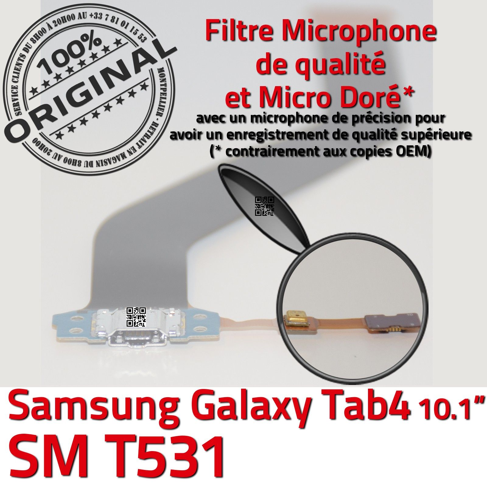 ORIGINAL Samsung Galaxy TAB4 T531 Connecteur de Charge MicroUSB Nappe Microphone