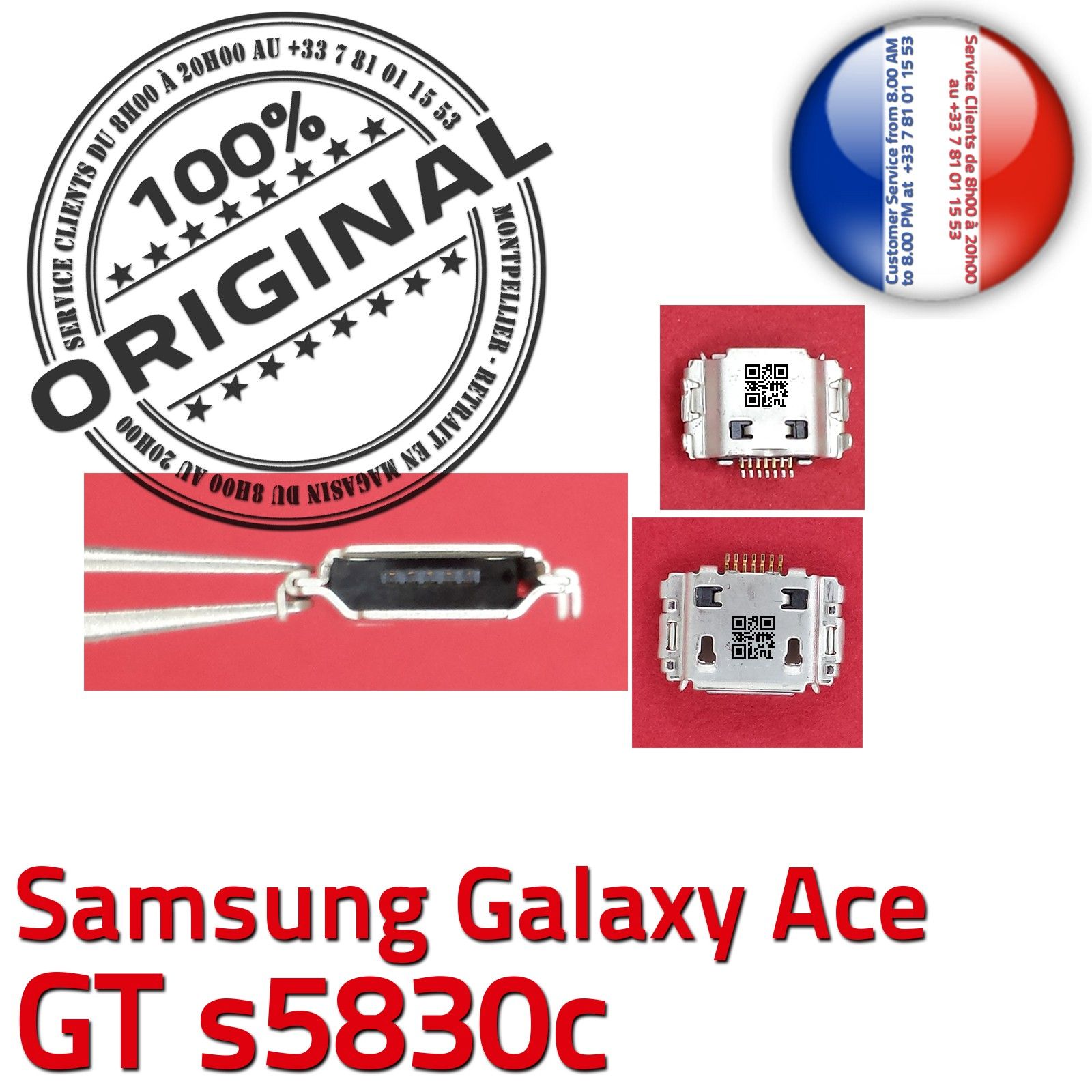 ORIGINAL Samsung Galaxy ACE GT s5830c Connecteur de charge à souder Micro USB Pins Dorés Dock Prise Flex Connector Chargeur