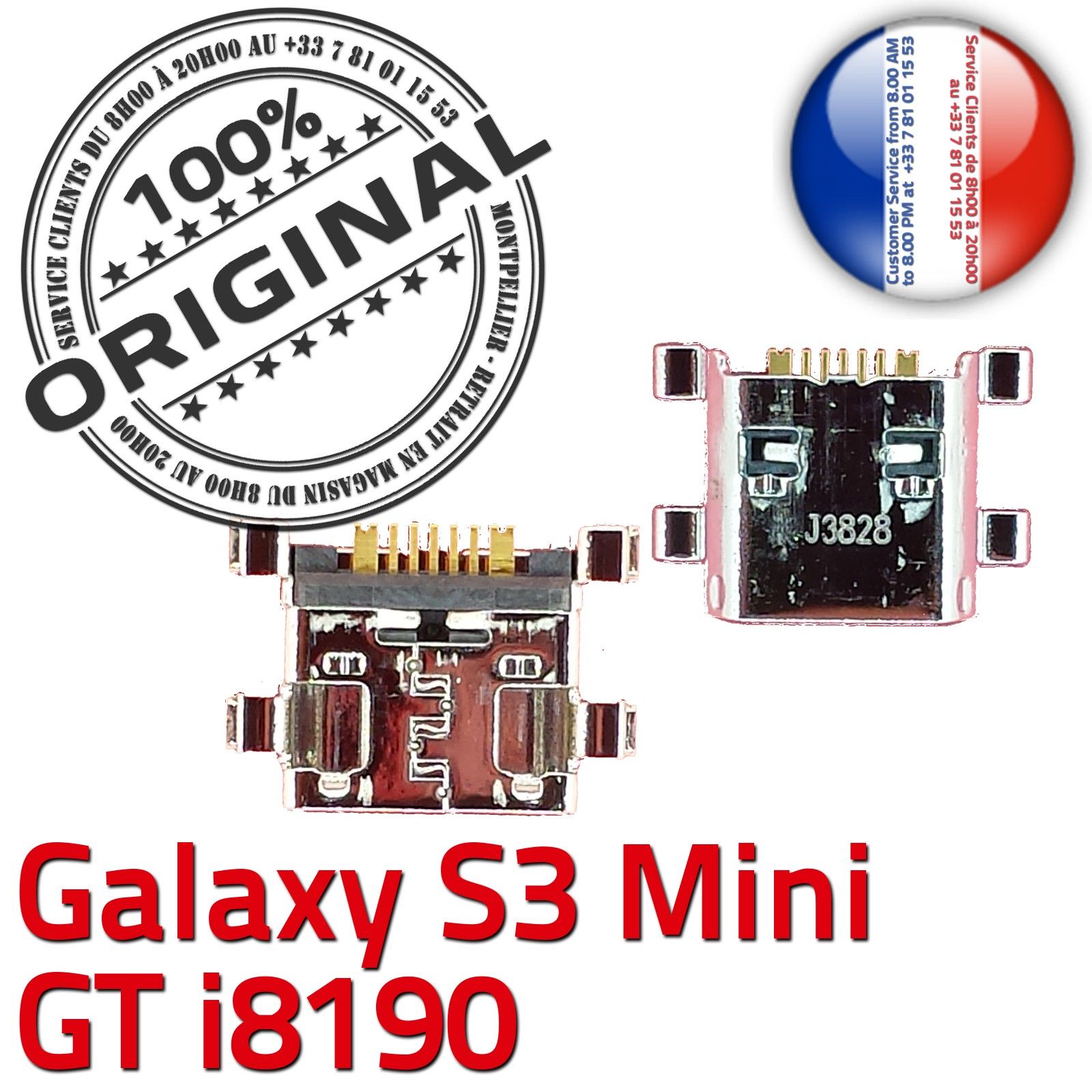ORIGINAL Samsung Connecteur de charge Galaxy S3 Mini GT-i8190 à souder Micro USB Pins Dorés Dock Prise Flex Connector Chargeur