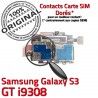 Samsung Galaxy S3 GT i9308 S Micro-SD SIM Memoire Lecteur Contacts Dorés Connecteur ORIGINAL Carte Connector Nappe Qualité Reader