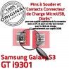 Samsung Galaxy S3 GT i9301 C charge USB Flex Pins souder Dorés Dock Connecteur Chargeur Micro Prise de ORIGINAL à Connector
